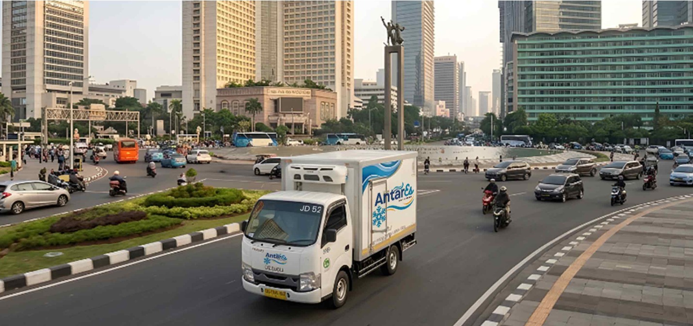 Distribusi produk ritel menggunakan armada mobil truk pendingin AntarEs